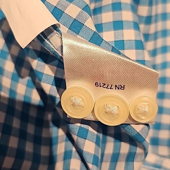 Mens gingham long sleeve button front shirt size 16-1/2. 36-37 tall - Picture 7 of 7
